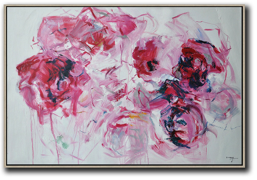 Horizontal Abstract Flower Painting Living Room Wall Art #ABH0A39